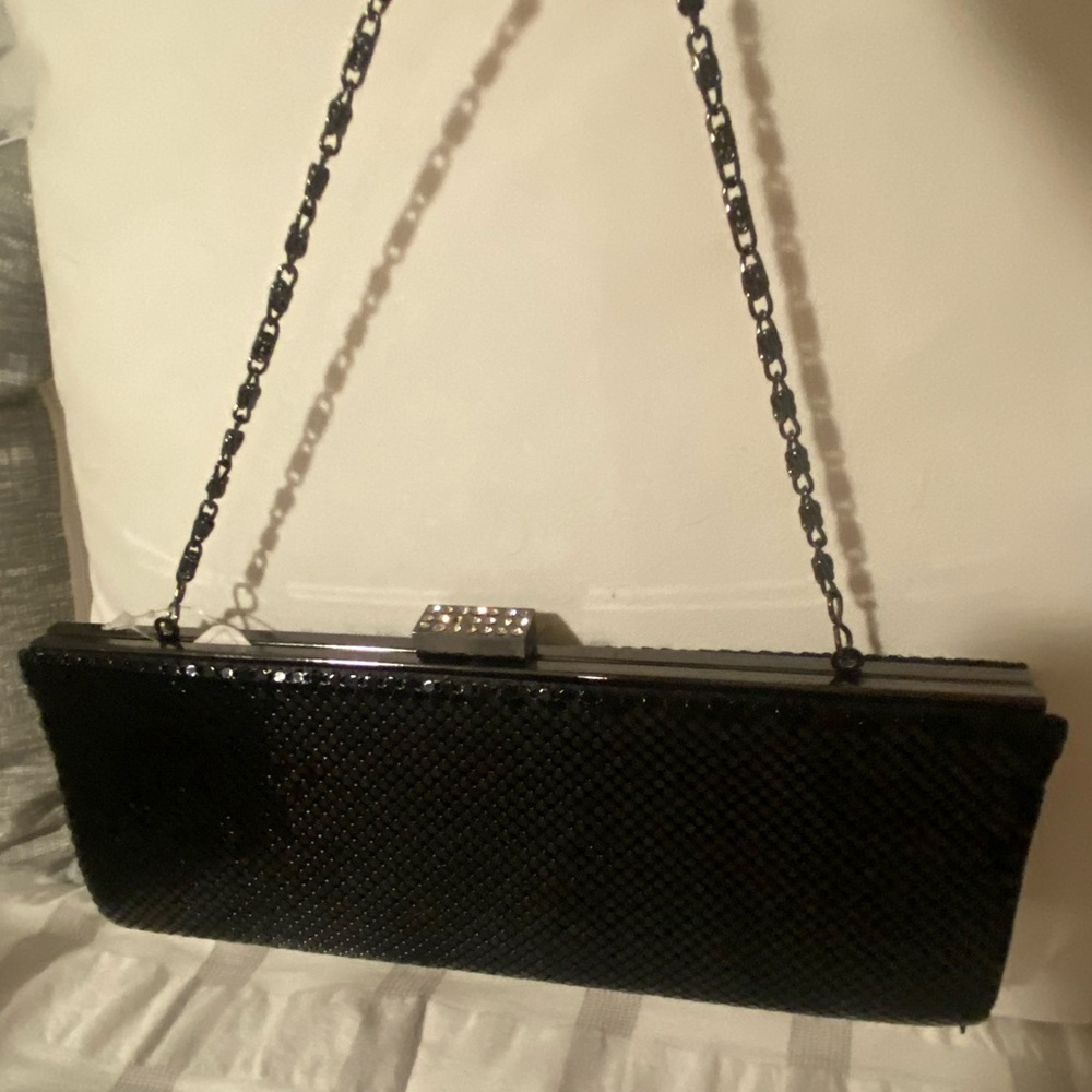 Jessica McClintock Black Evening Clutch with Chain Strap NWT